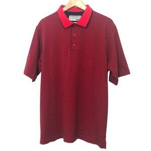 Cutter & Buck Men's Golf Polo Size Medium DryTec Red and Navy Blue EUC
